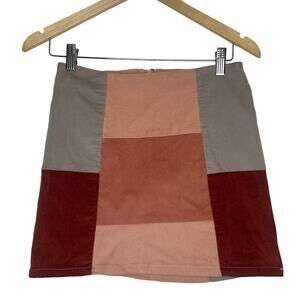 Le Lis Color Block Patchwork Corduroy Mini Skirt
